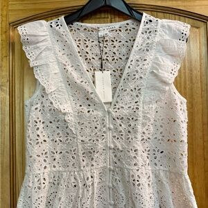 Veronica Beard White Eyelet Araya Top
